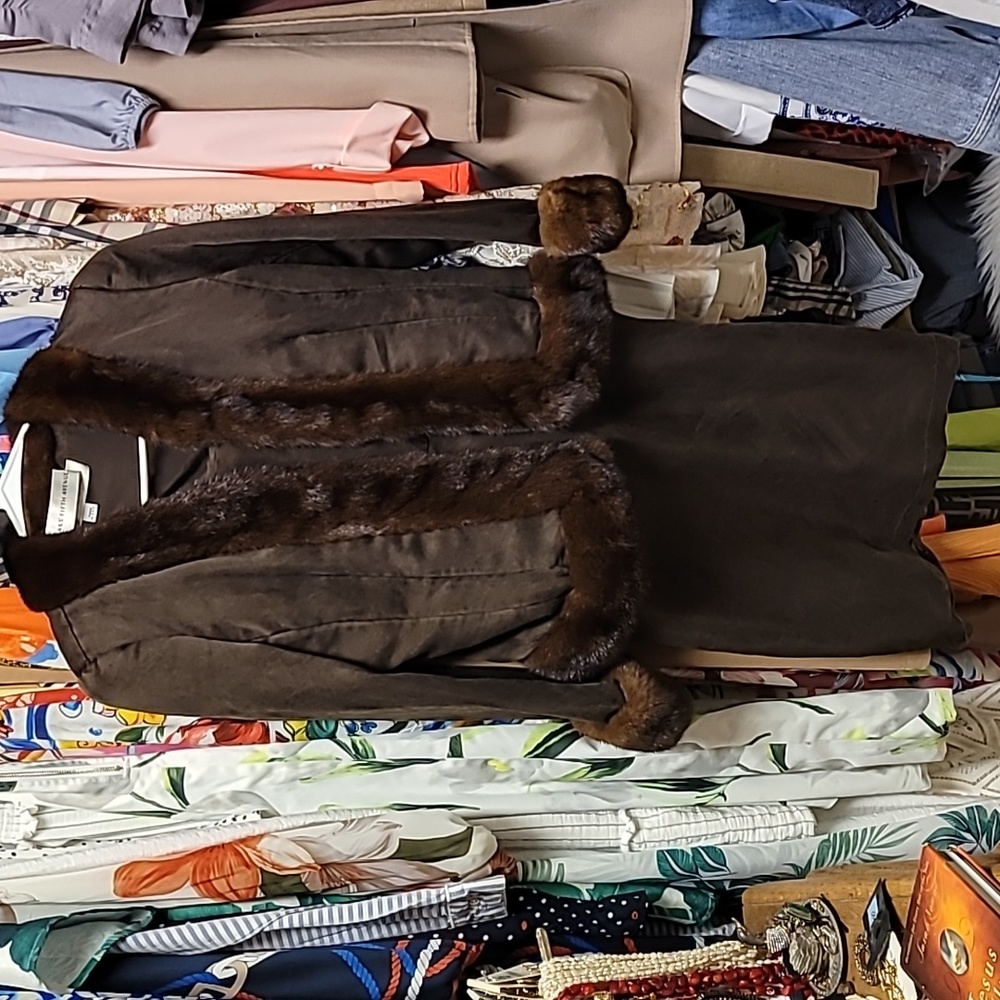 Oscar  de la renta mink and suede jacket with matching dress